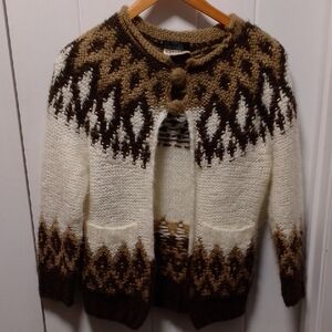 Brown and Cream Knit Cardigan Brand Only